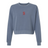 Blue sweatshirt with a red logo on a white background