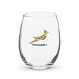 A Springboks Stemless Wine Glass with a giraffe on it by PF LIC.