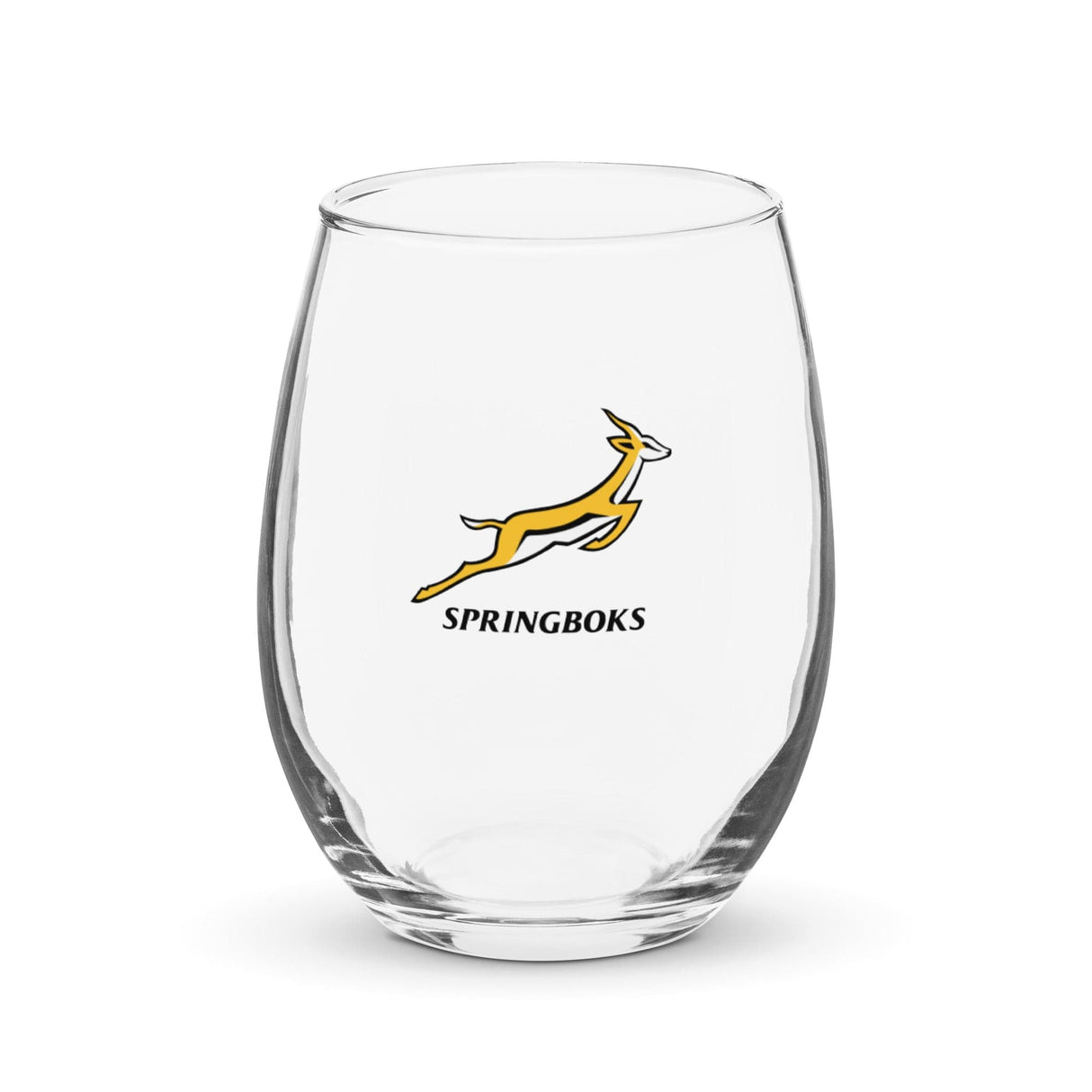A Springboks Stemless Wine Glass with a giraffe on it by PF LIC.