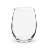 A Springboks Stemless Wine Glass made of clear glass material on a white background. (Brand: PF LIC)