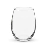 A Springboks Stemless Wine Glass made of glass material, placed on a white background, manufactured by PF LIC.