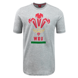 Grey Welsh Fan Gift Set T-shirt from Fast Bundle, showcasing a red Rugby logo with a crown and "WRU" text.