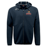 A EMB Canterbury Rugby Tempo Full Zip-Hoodie in navy with an embroidered logo of the Raleigh Cobras.