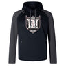 Introducing the Troy University Rugby Elite Training Hoody by WRS Canterbury, designed for optimal performance and comfort. This stylish black and gray hoody features a unique shield emblem with a scale, palm tree, and white text on the front. Crafted from lower impact materials, it seamlessly blends functionality with an eco-friendly approach.