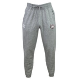 The Troy University Rugby Leisure Sweatpant by EMB Canterbury is made from a blend of recycled polyester and organic cotton, featuring an elastic waistband with a drawstring and logos on both thighs.