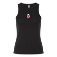Show your team spirit with the Women's University of Alabama Rugby Baby Rib Tank by EMB S&S Activewear, a black sleeveless top featuring a small red and white "A" logo centered on the chest.