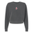 The EMB S&S Activewear Women's University of Alabama Rugby Mid-Length Crewneck Sweatshirt features a charcoal gray color and a small red and white geometric chest design inspired by classic rugby styles.
