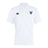 The Villanova Rugby Club Dry Polo by EMB Canterbury is a white polo shirt featuring a collar, Canterbury logos, and a large blue "V" on the chest. Designed with Vapodri Technology for breathability, it offers comfort in any condition while showcasing classic style.