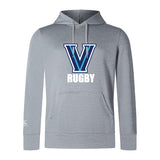 WRS Canterbury's Villanova Rugby Club Lightweight Hoodie features a gray color with a prominent blue and white "V" and "RUGBY" printed on the front.