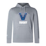 WRS Canterbury's Villanova Rugby Club Lightweight Hoodie features a gray color with a prominent blue and white "V" and "RUGBY" printed on the front.
