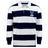 Explore the Villanova Rugby Classic Long Sleeve Hooped Rugby Jersey by EMB Mudoo, featuring navy and white stripes, a crisp collar, and the iconic "V Rugby" logo on the chest. Perfect for timeless style on and off the field.