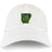 The Arkansas Gryphons Adult Low-Profile Cotton Twill Dad Cap by EMB S&S Activewear features a white cotton twill build with a green and yellow embroidered emblem—star, griffin, and "est. 2006"—on the front.