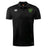 The Arkansas Gryphons Club Dry Polo by EMB Canterbury is a black, short-sleeve collared shirt with Vapodri comfort tech, featuring the Canterbury logo on the right chest and a yellow-trimmed Arkansas bear emblem on the left.