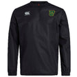 The EMB Canterbury Arkansas Gryphons Club Vaposhield Contact Top is a black long-sleeve rugby training top with a water-repellent finish, featuring the Canterbury logo and a yellow-green Arkansas emblem on the chest.