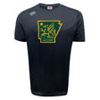 The Arkansas Gryphons Tempo Vapodri T-Shirt by WRS Canterbury is a black athletic tee with a green and gold griffin in an Arkansas outline, "est. 2006" below, and shoulder logo; designed for moisture-wicking performance comfort.
