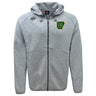 The Arkansas Gryphons Tempo Vapodri Full-Zip Hoodie by EMB Canterbury features a hood, front pockets, the Canterbury logo on the right chest, a green and yellow wallaby emblem on the left, and moisture-wicking fabric for all-day comfort.