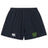 The Arkansas Gryphons Yokohama Short by EMB Canterbury features navy blue fabric, an elastic waistband, a white Canterbury rugby logo left side, and a green and gold embroidered crest right side, inspired by the classic Yokohama Short.