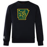 The Arkansas Gryphons Club Crew Sweatshirt by WRS Canterbury is ultra soft, black, and features Arkansas’s outline with a griffin, star, “est. 2006” in yellow-green, plus an embroidered CCC logo on the left sleeve.