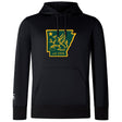 The Arkansas Gryphons Club Lightweight Hoodie by WRS Canterbury is a black hoodie with a yellow-green griffin, star, and "est. 2006" in an Arkansas outline, custom made for Canterbury Club and finished with a small white logo near the left cuff.