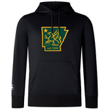 The Arkansas Gryphons Club Lightweight Hoodie by WRS Canterbury is a black hoodie with a yellow-green griffin, star, and "est. 2006" in an Arkansas outline, custom made for Canterbury Club and finished with a small white logo near the left cuff.