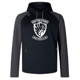The Columbus Kodiaks Elite Training Hoody by WRS Canterbury pairs black and dark gray hues with a white club logo on the chest, crafted from premium fabrics for top performance and comfort.