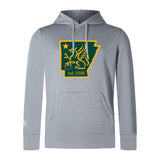 The Arkansas Gryphons Club Lightweight Hoodie by Canterbury from WRS Canterbury is a custom gray hoodie with a green and yellow mythological creature inside an Arkansas outline and "est. 2006," inspired by the Canterbury Club.