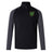 The Arkansas Gryphons Elite First Layer by EMB Canterbury is a black and dark gray, long-sleeve quarter-zip rugby training top with a yellow and green logo on the left chest and a small logo on the right shoulder.