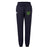 The Arkansas Gryphons Women's Leisure Sweatpant by EMB Canterbury features navy blue organic cotton, a drawstring waist, side pockets, and two logos: a white "CCC" on the left thigh and a green-yellow emblem on the right.