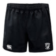 The Columbus Kodiaks Professional Polyester Rugby Short by EMB Canterbury features an elastic waistband, the Canterbury logo on the left leg, a crest with text on the right, and is made from durable polyester for peak performance.
