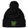 The Arkansas Gryphons Pom Pom Beanie by EMB Canterbury features black fleece lining, a pom-pom, and a yellow-green embroidered Arkansas patch with lion and "est 2006"—a custom rugby hat for fans.