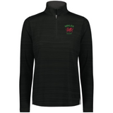 The EMB Augusta Women's Nations of Rugby Wales Pursuit 1/4 Zip Pullover features "WALES RUGBY" and a red dragon logo on the left chest, plus moisture-wicking fabric for comfort all day.