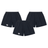 The Canterbury Yokohama Short 3-Pack Bundle from Bundle features three black rugby shorts with elastic waistbands and a white logo on the left leg, arranged in a triangular formation on a white background.