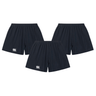 The Canterbury Yokohama Short 3-Pack Bundle from Bundle features three black rugby shorts with elastic waistbands and a white logo on the left leg, arranged in a triangular formation on a white background.