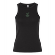 The EMB S&S Activewear Women's Zionsville Rugby Baby Rib Tank features "Zionsville Rugby" and a green eagle logo on the chest—a stylish choice to display your team pride.