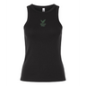 The EMB S&S Activewear Women's Zionsville Rugby Baby Rib Tank features "Zionsville Rugby" and a green eagle logo on the chest—a stylish choice to display your team pride.
