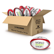 a box of Gilbert WRS G-TR4000 Red Training Ball Size 5 Bundles with the words world rugby pro.