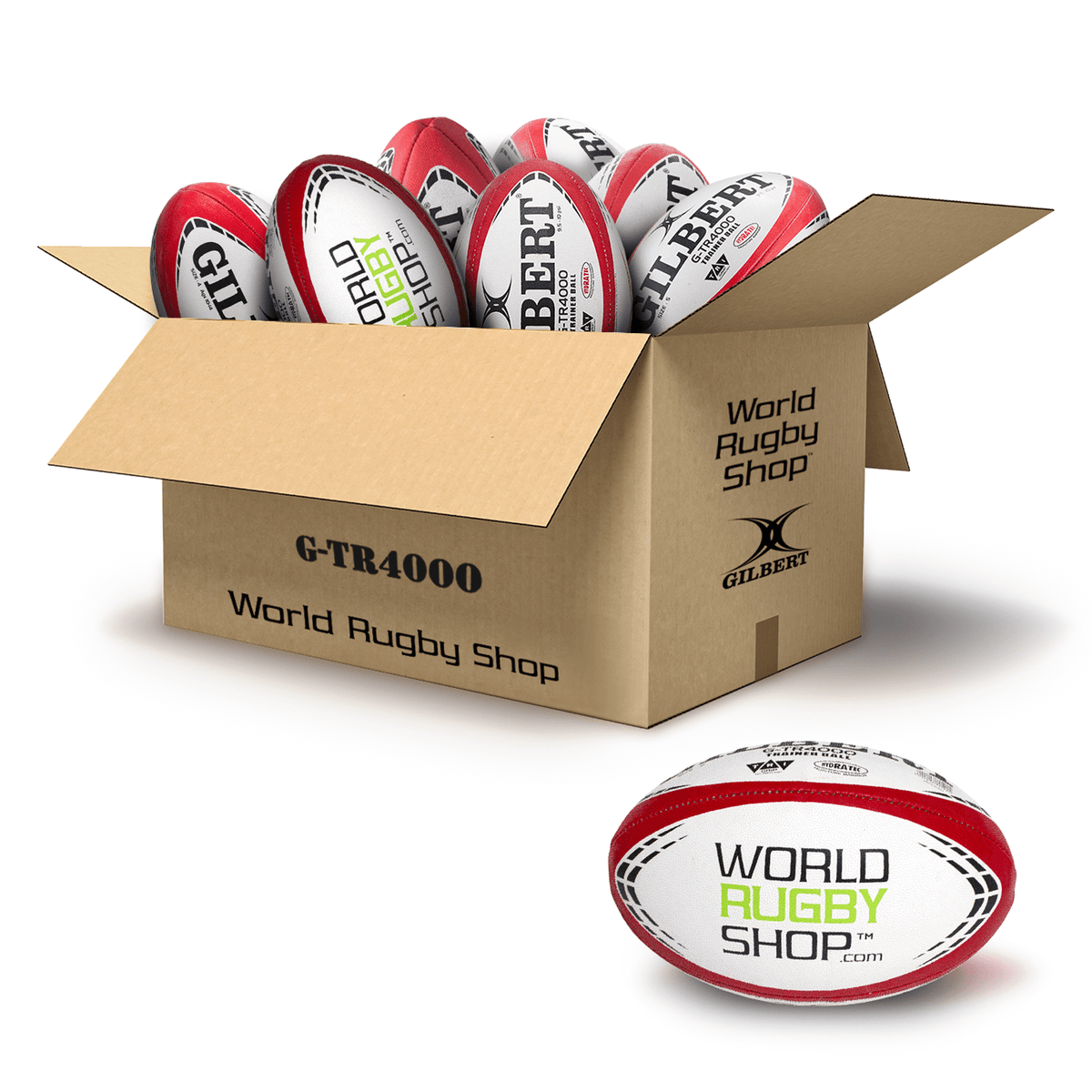 Gilbert GTR4000 Red Rugby Training Ball Size 5 Super Saver Bundles