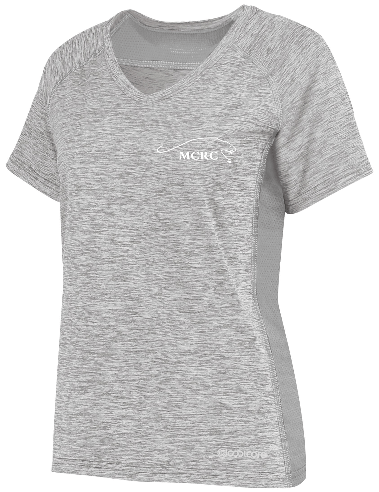 Middlebury College Women's Electrify Coolcore Rugby Training Tee with a white logo on the chest.