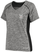 A Mendocino Rugby Club Women's Electrify Coolcore Training Tee with a white fox on it.