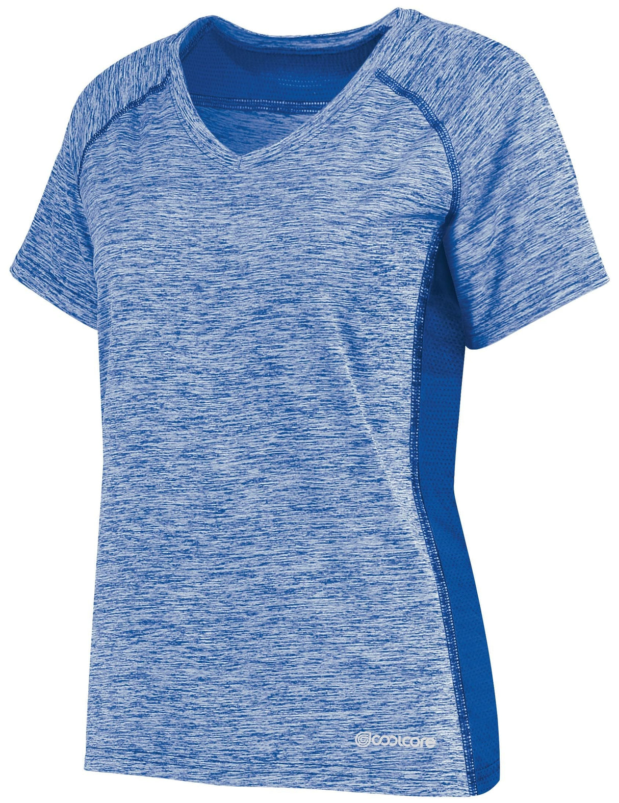 An Augusta Sportswear Women's Electrify Coolcore Rugby Training T-shirt with short sleeves.