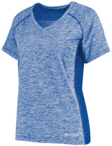 An Augusta Sportswear Women's Electrify Coolcore Rugby Training T-shirt with short sleeves.