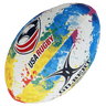 Multi color splatter Gilbert USA Rugby ball.