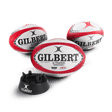 Gilbert Red G-TR4000 Training Rugby Ball Size 5 Set of 3 + Kicking Tee