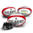 Three Gilbert WRS G-TR4000 Red Rugby Training Balls Size 5 with Kicking Tee sitting next to each other.