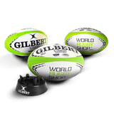 Set of 3 Size 5 G-TR4000 Training rugby balls by gilbert, set includes a gilbert kicking tee in black