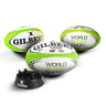 Set of 3 Size 5 G-TR4000 Training rugby balls by gilbert, set includes a gilbert kicking tee in black
