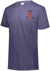 An Illinois RFC Tri-Blend Tee with the letter i on it.