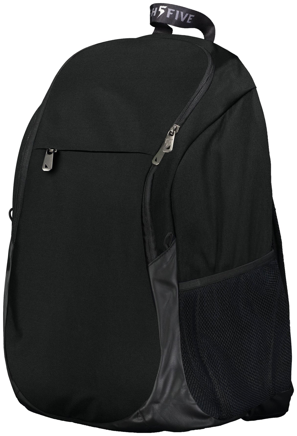 An Augusta Sportswear Free Form Rugby Backpack with a zippered pocket.