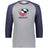 Light grey, raglan tee with navy, 3/4 sleeves and collar and a USAR logo center front.