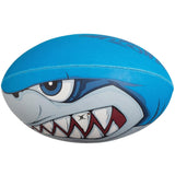 a close up of a Gilbert BALL RANDOMS BITE FORCE SZ 5 with a shark face on it.